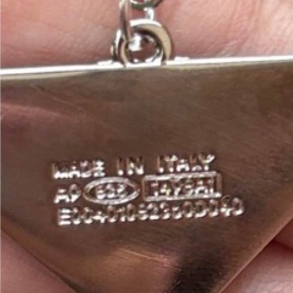 Prada Silver and Tiffany Blue Triangle Pendant Necklace - Picture 6 of 6